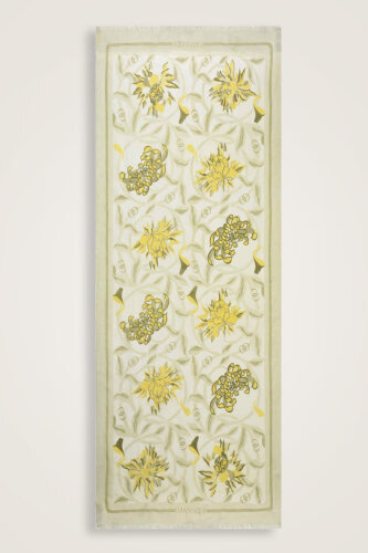 Flower Road Yellow Silk Voile Shawl - 2