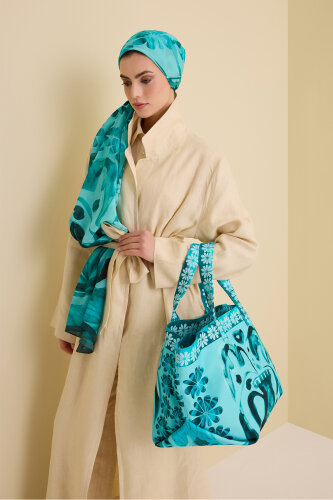 Flowerpots Turquoise Summer Bag - 1