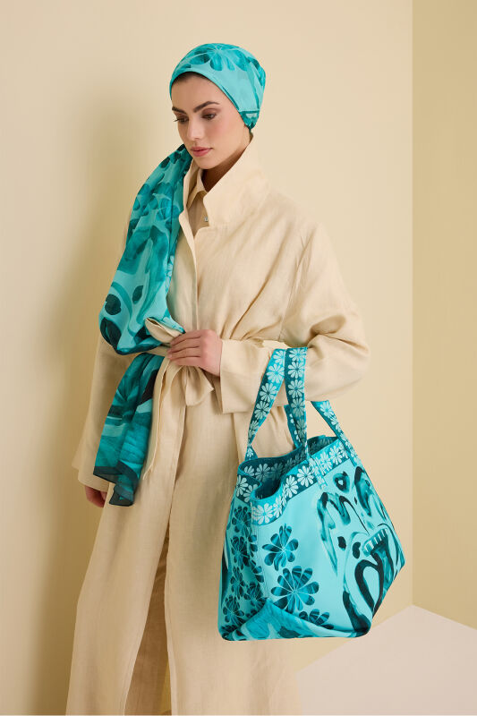 Flowerpots Turquoise Summer Bag - 1