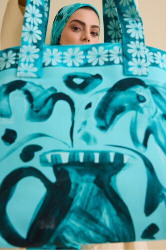 Flowerpots Turquoise Summer Bag - 4