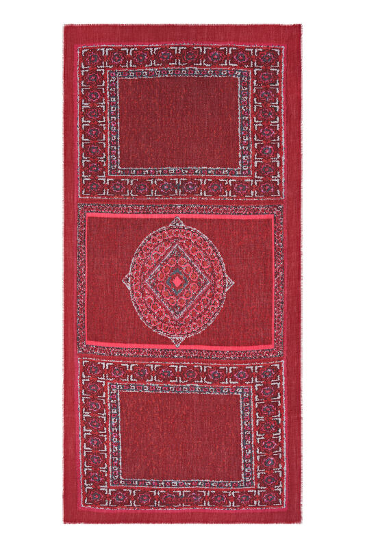 Flying Carpet Wool Shawl Burgundy - 1