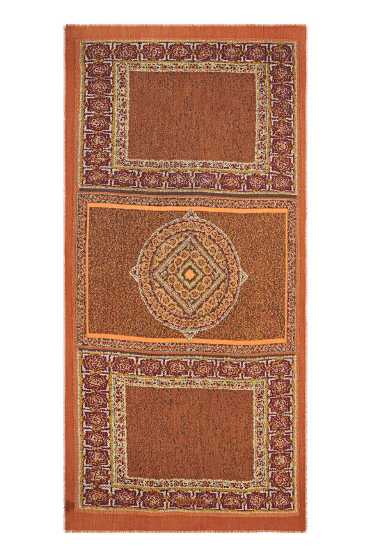Flying Carpet Wool Shawl Rust - 1