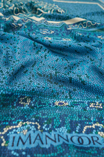 Flying Carpet Wool Shawl Turquoise - 2