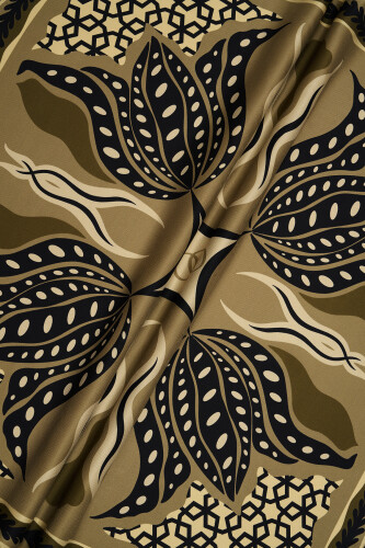 Four Corner Tulip Silk Scarf Beige - 3