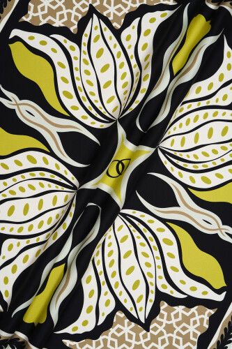 Four Corner Tulip Silk Scarf Yellow - 6