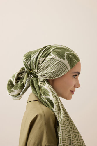 Four Seasons Green Cotton Floss Scarf - Imannoor