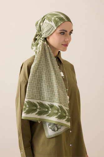 Four Seasons Green Cotton Floss Scarf - Imannoor (3)