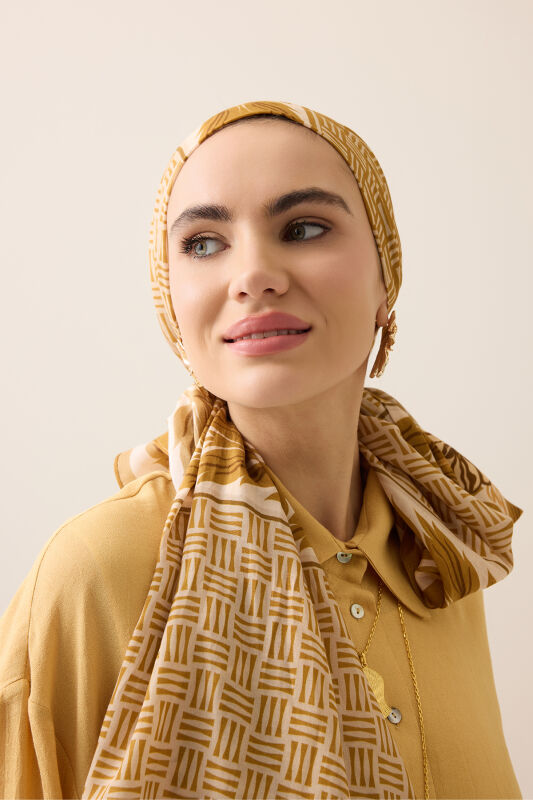 Four Seasons Mustard Cotton Floss Scarf - 3