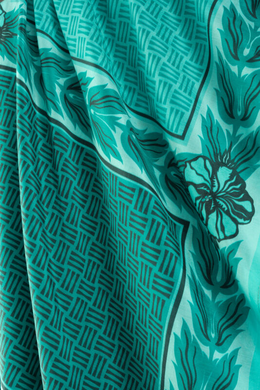 Four Seasons Turquoise Cotton Floss Scarf - 2