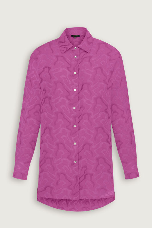 Fuchsia Linen Jacquard Shirt - 2