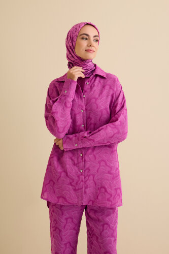 Fuchsia Linen Jacquard Shirt 