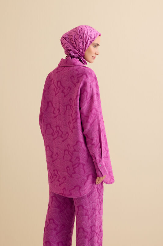 Fuchsia Linen Jacquard Shirt - 7