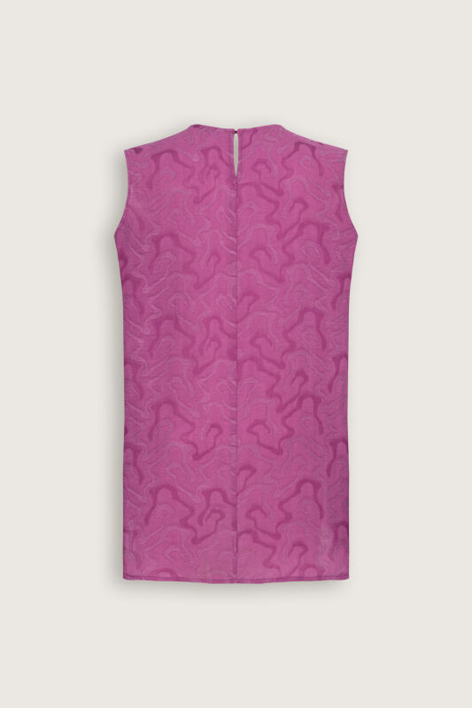 Fuchsia Linen Jacquard Tank Top - 3