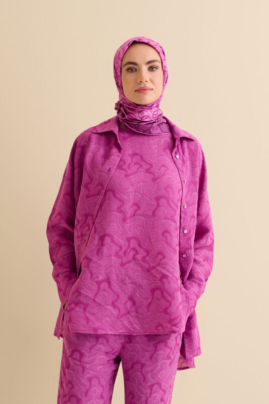 Fuchsia Linen Jacquard Tank Top - 1