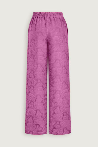 Fuchsia Linen Jacquard Trousers - 4