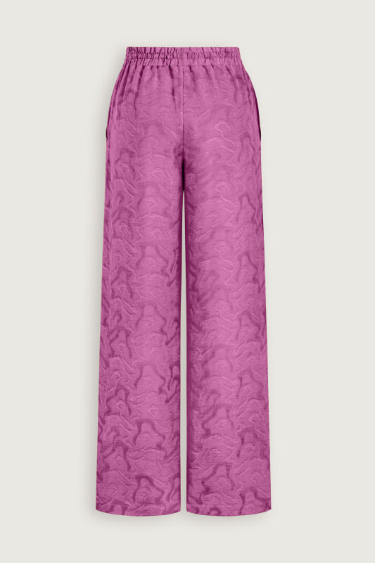 Fuchsia Linen Jacquard Trousers - 4
