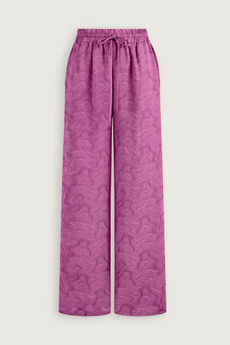 Fuchsia Linen Jacquard Trousers - 2