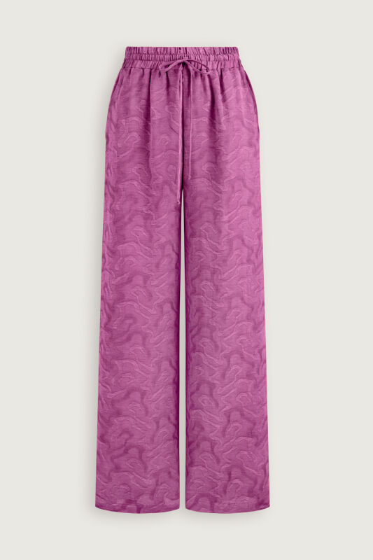 Fuchsia Linen Jacquard Trousers - 2
