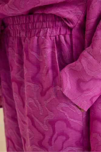 Fuchsia Linen Jacquard Trousers - 5