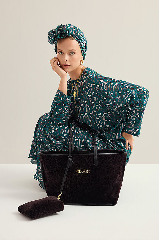 Fur Bazaar Mono Black-Brown Bag - 1