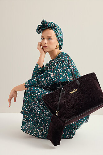 Fur Bazaar Mono Black-Brown Bag - 5