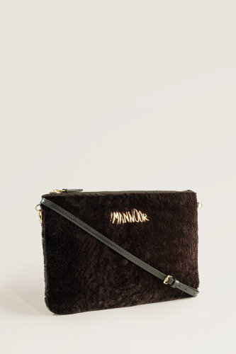 Fur Black-Brown Clutch Bag - 2