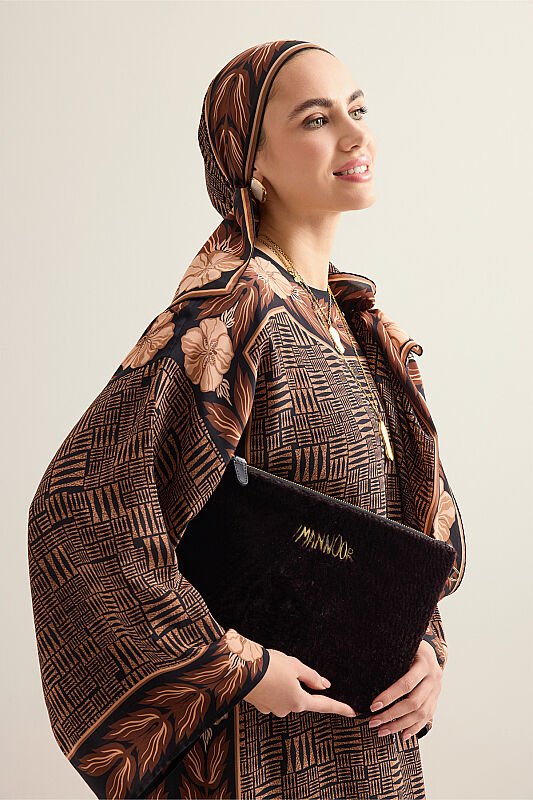 Fur Black-Brown Clutch Bag - 3