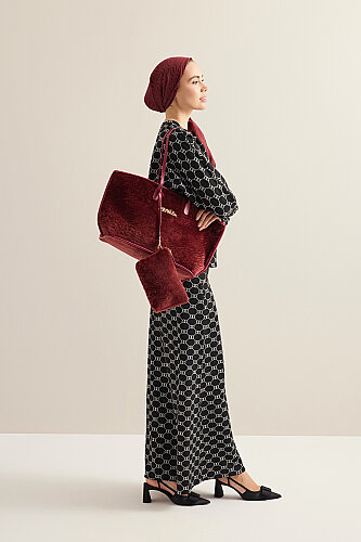 Fur Market Mono Burgundy Bag - 2