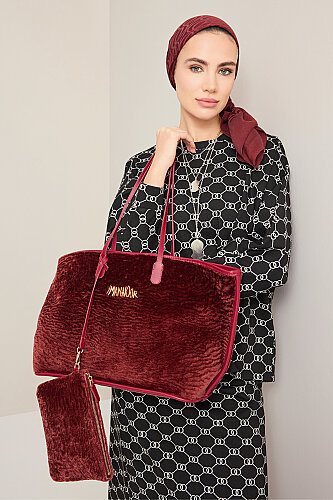 Fur Market Mono Burgundy Bag - 6
