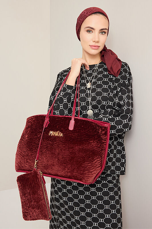 Fur Market Mono Burgundy Bag - 6
