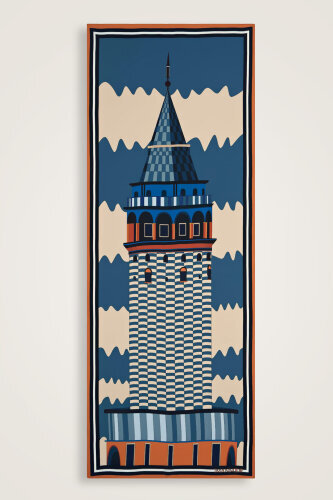 Galata Flosh Viscose Shawl Blue 