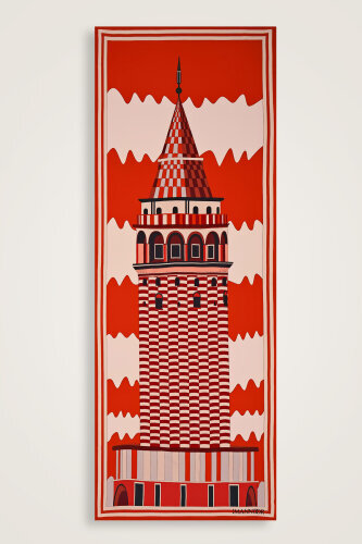 Galata Flosh Viscose Shawl Orange 