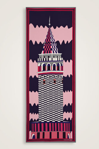 Galata Flosh Viscose Shawl Pink - Imannoor