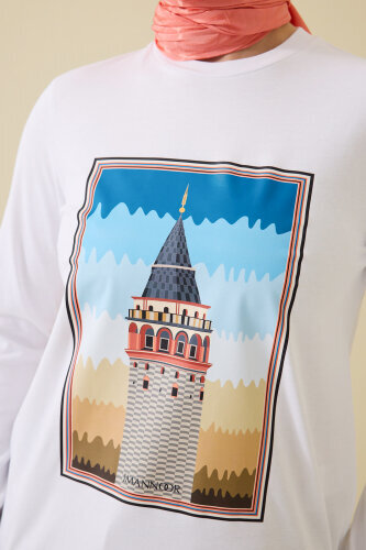 Galata Long Sleeve White T-Shirt - 5