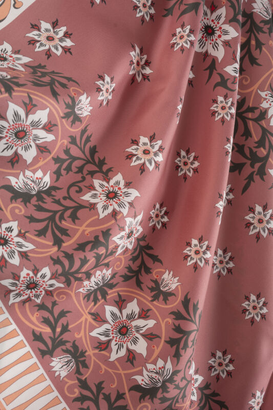 Garp Çiçeği Gül Kurusu Tivil İpek Eşarp 90x90 - 4