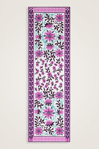 Garp Çiçeği Pembe Krep İpek Kaftan Şalı 70x210 - Imannoor (1)
