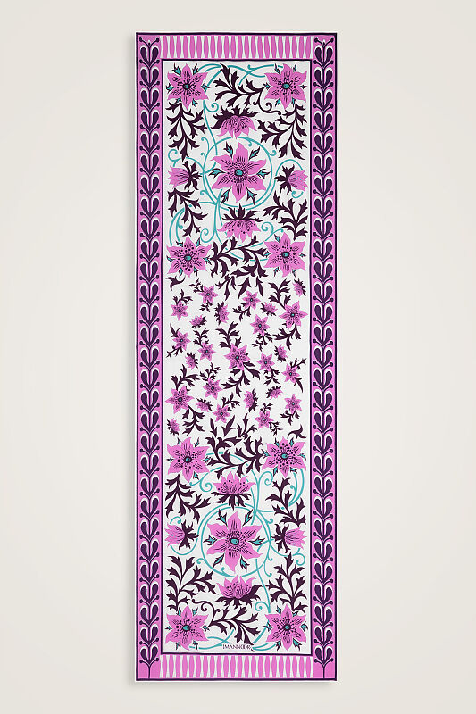 Garp Çiçeği Pembe Krep İpek Kaftan Şalı 70x210 - 1