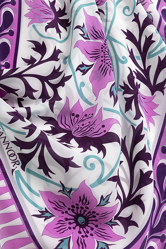 Garp Çiçeği Pembe Krep İpek Kaftan Şalı 70x210 - 2