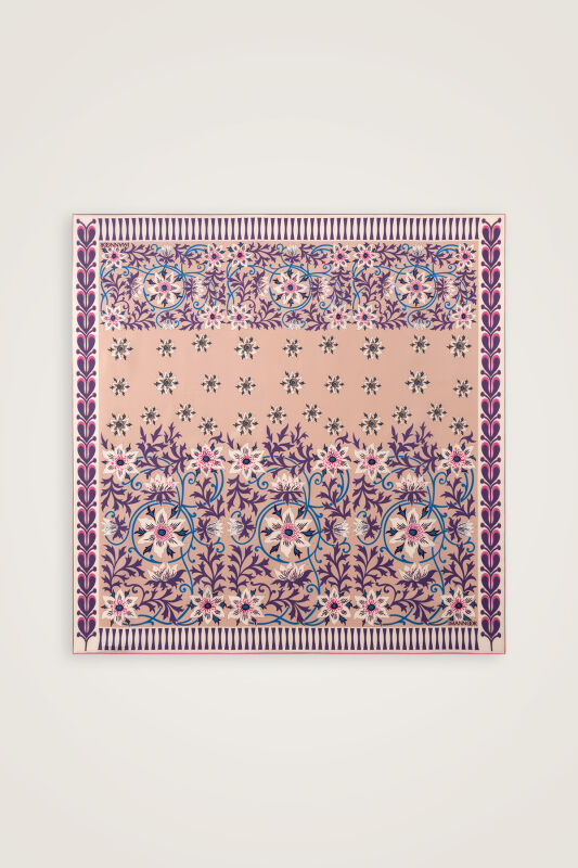 Garp Çiçeği Vizon-Pembe Tivil İpek Eşarp 90x90 - 2