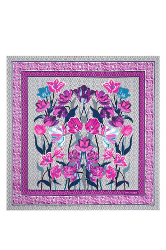 Gece Bahçesi Açık Pembe Tivil İpek Eşarp 90x90 - 2
