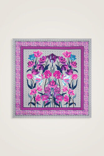 Gece Bahçesi Açık Pembe Tivil İpek Eşarp 90x90 - Imannoor (2)