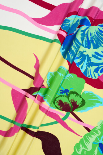 Night Garden Silk Shawl Yellow - 3