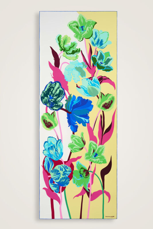 Night Garden Silk Shawl Yellow - 1