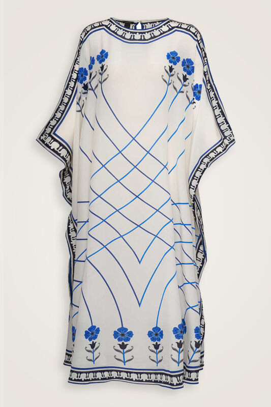  Geçit Beyaz İpek Kaftan - 2