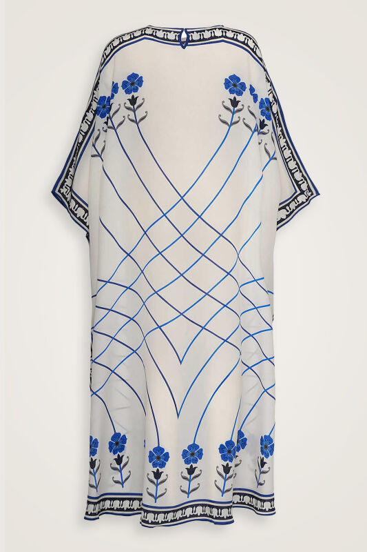  Geçit Beyaz İpek Kaftan - 4