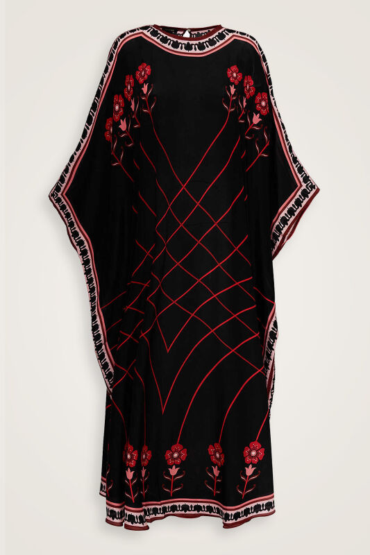  Geçit Kırmızı İpek Kaftan - 1