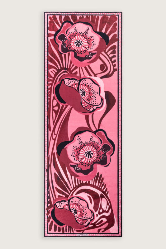 Gelincik Bordo Pamuk Floş Şal 72x212 - 2