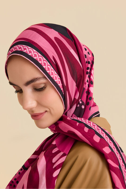 Gelincik Bordo Pamuk Floş Şal 72x212 - 5