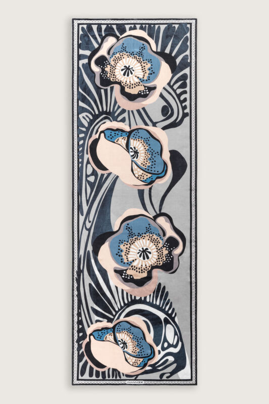 Gelincik Gri Pamuk Floş Şal 72x212 - 2