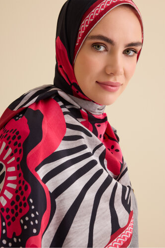 Gelincik Kırmızı Pamuk Floş Şal 72x212 - Imannoor (3)